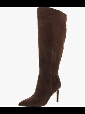 Nine West Brown Suede Knee High Boots Pointed Toe sz 8.5 W New wide calf